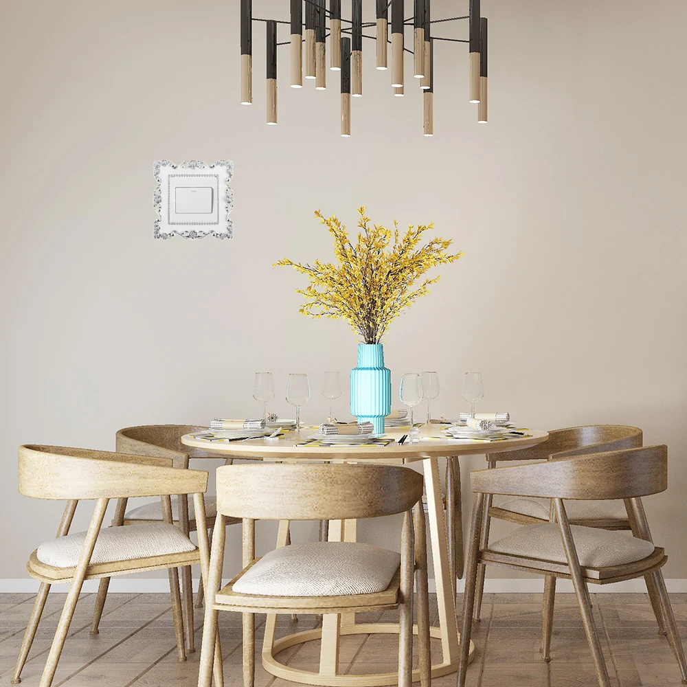 Elegant Light Switch Cover Rose Edge Single and Double Surround Socket Frame Gold Silver Wall Sticker Home Decoration