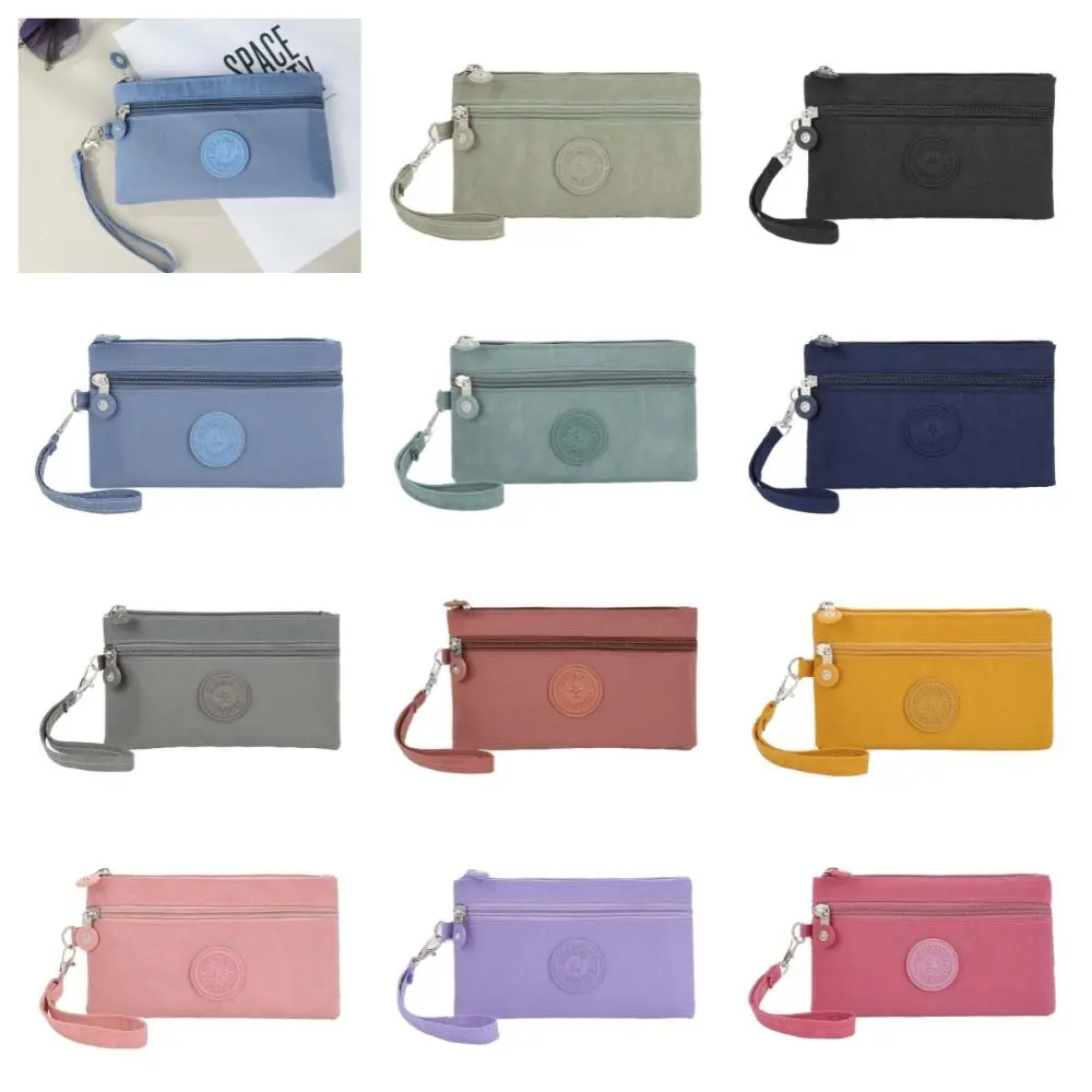 Nylon Zipper Coin Purse Letter With Lanyard Simple Money Handbag Large Capacity Lipstick Bag Double Layer Wallet Travel zipper wallets coin purse wallet coin purse women coin purse women purse