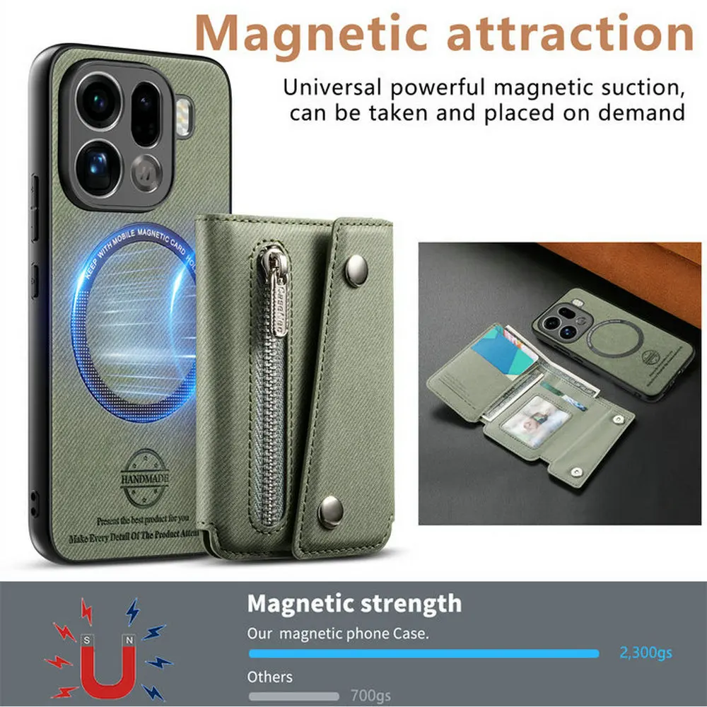 Luxury Detachable Leather Wallet Case with Magnetic Back