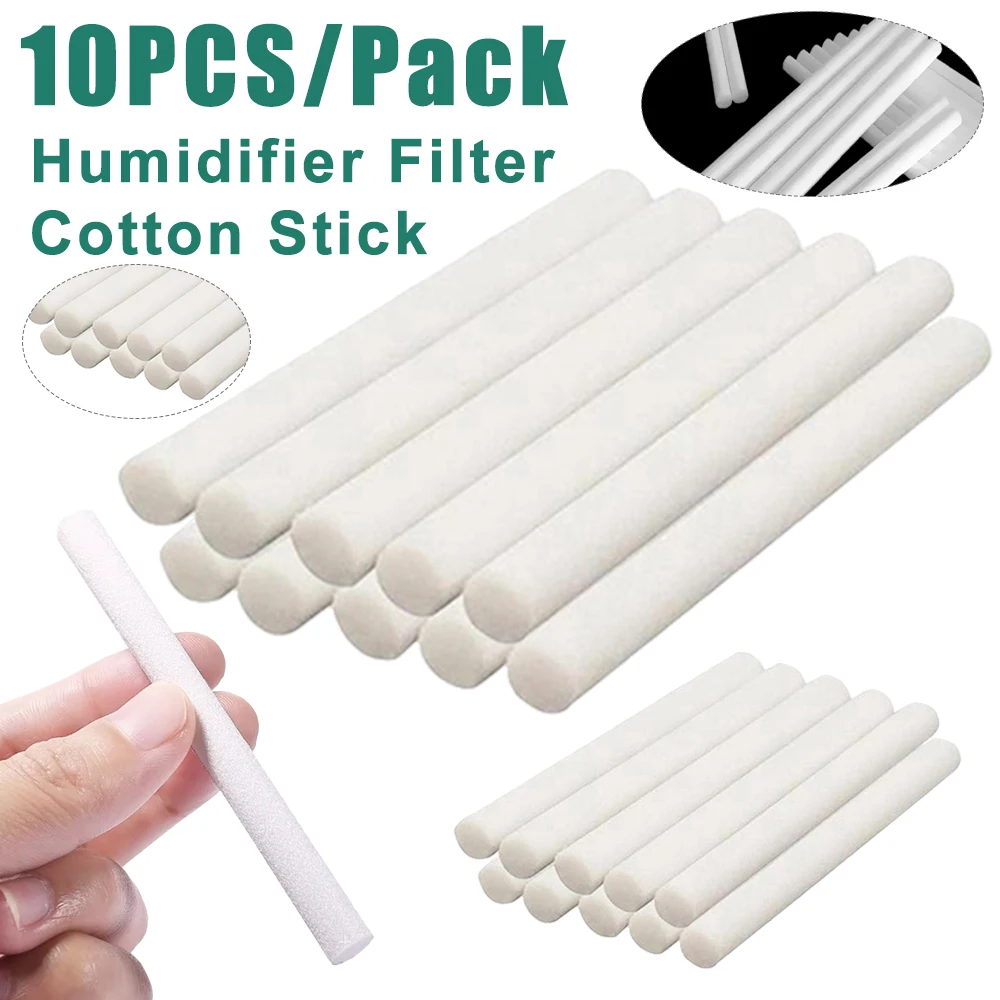 10PCS/Set Humidifier Filter Cotton Swab Core for Air Purify Humidifier Aroma Diffuser Replacement Cotton Filter Sponge Stick 8mm