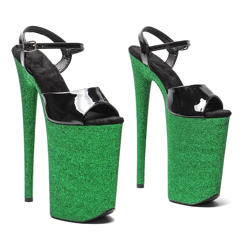 

LAIJIANJINXIA New 26CM/10inches Patent Upper With Glitte Sexy Exotic High Heel Platform Party Sandals Pole Dance Shoes 028