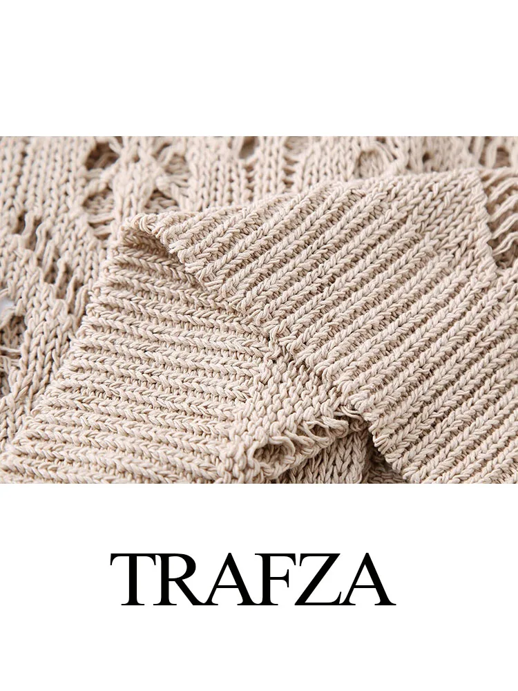 TRAFZA 여성용 카키 크루넥 스웨터, 긴 소매 포켓, 싱글 브레스트 가디건, 여성 캐주얼 코트, TRAF, 여름 패션