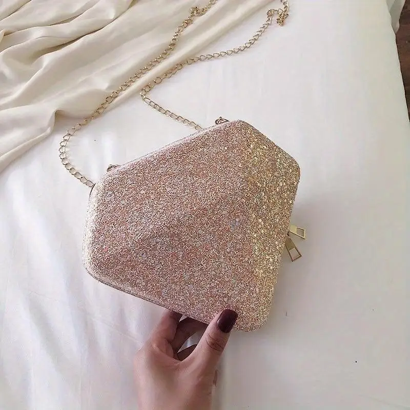 Fashion Diamond Shape Crossbody Bags Banquet Party Purses Fashion Korean Edition Chain Fashionable Sequin Diamond Shoulder Bag