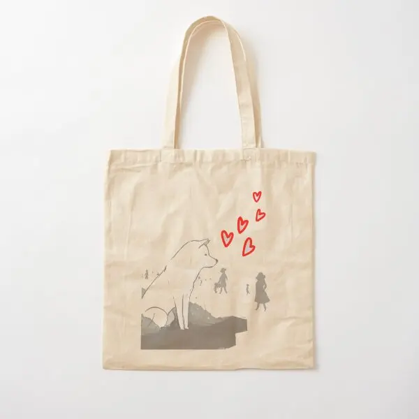

Hachiko Akita Cotton Canvas Bag Shopper Travel Tote Reusable Fashion Unisex Ladies Printed Handbag Women Grocery Designer