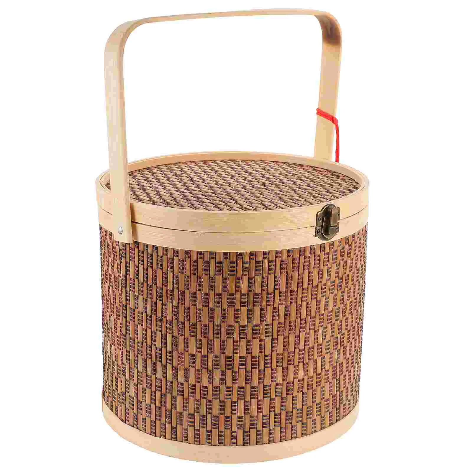 

New Year's Shopping Basket Picnic Wedding Flower Girl With Handle Woven Storage Bamboo Portable