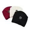 Bohemian Style Winter Woolen Flower Drill Belt Knitted Hat European and American  Women Turbans Cap 5