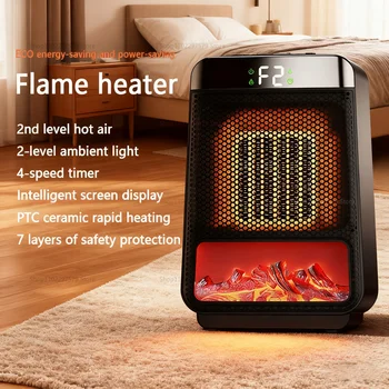 Portable Electric Space Heater with Thermostat – Quiet Desktop Warm Air Fan