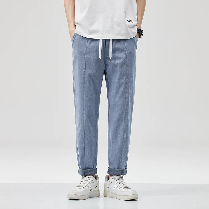 Harajuku Street Youth Fashion Harem Pants 2024 Spring Summer New Elastic Waist Slim Small Straight Casual Cargo Trousers