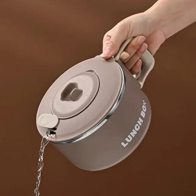 Boîte à déjeuner bol Ramen en acier inoxydable 304 avec couvercle, salade de fruits, riz, grande capacité, nouilles instantanées, bol à soupe, vaisselle de cuisine 5