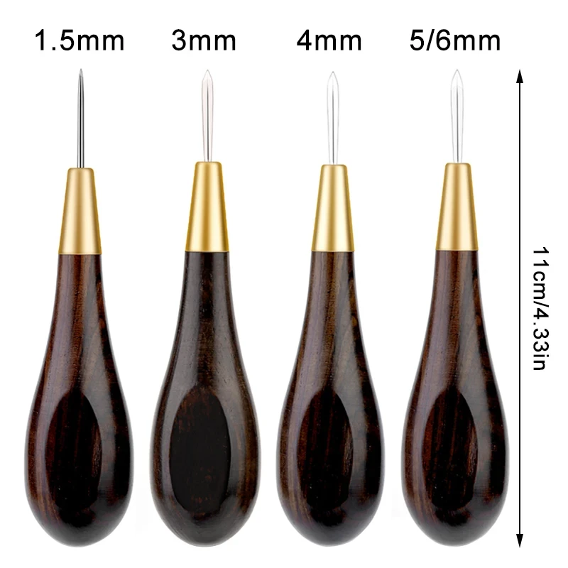 Fenrry Leather Stitching Awl Diamond Shape Ebony Hand Sewing Awl DIY Stitcher Taper Blackwood & Brass Craft Tool 1Pc leather tools,leather craft tools,leather craft tool