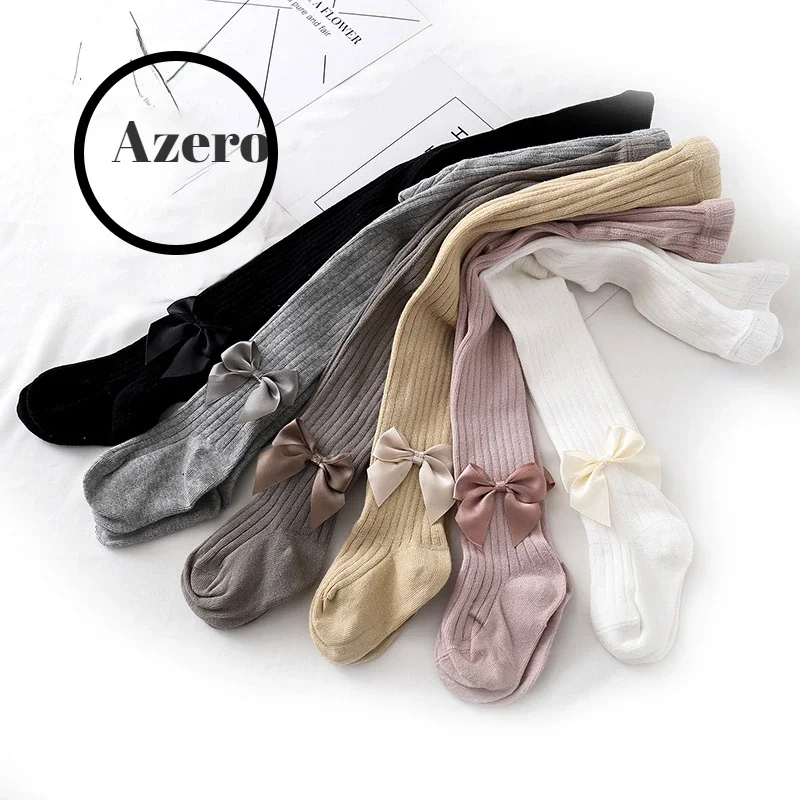 Kids Pantyhose Toddler Tights Cute Bowknot Tights For Girls Knitted Cotton Winter Girls Tights High Waist Children Pantyhose Baby Girl Toddler