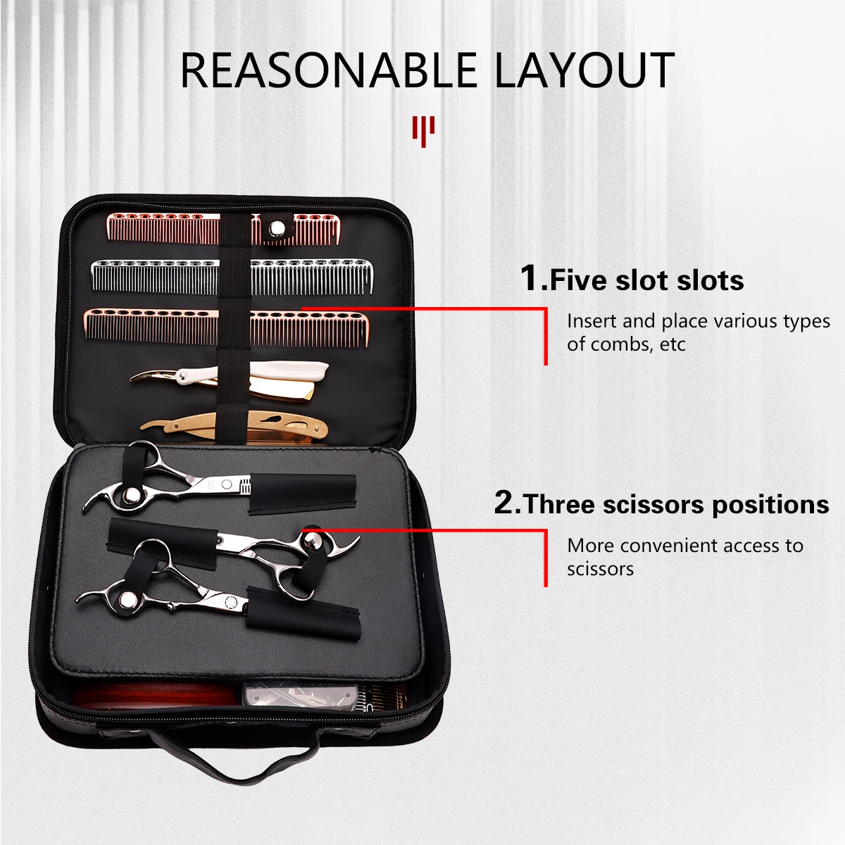 PU Leather Salon Scissors Bag  Large Capacity Storage Box Hard Hairdressing  Suitcase Beauty Multifunctional Tools 4