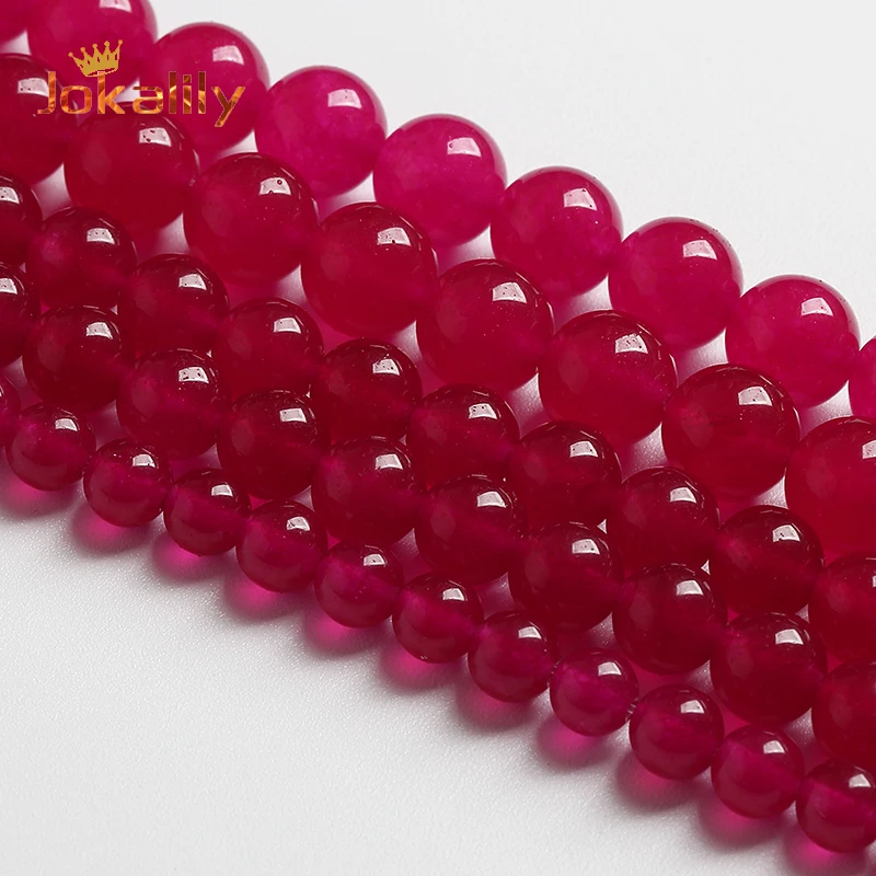 

Round Magenta Chalcedony Jades Beads Natural Stone Loose Beads For Jewelry Making Diy Bracelet Necklace 4 6 8 10 12 14mm 15"inch