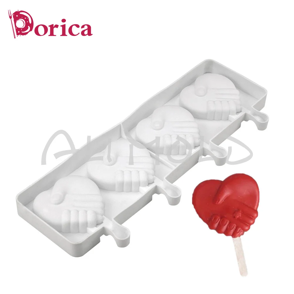 

3D Handshake Loving Heart Silicone Ice Cream Mold DIY Eco-Friendly Popsicle Mold Mousse Juice Ice Cube Tray Kitchen Accessories