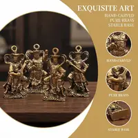 Brass Four Heavenly Kings Statues Retro Guardian Figurines Ideal for Desk Shelf Home Decor Meditation Space Ornament - Image 4