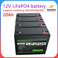 Batterie LiFePO4 12V, 20ah, 30a, BMS, plus de 6000 Cycles pour le stockage d'énergie solaire, vélo électrique, Support d'alimentation extérieur, connexion série 1