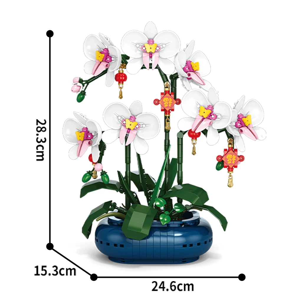 Blumenstrauß Pflaumenblüte Pfirsichblüte Narzisse Bonsai Topfpflanze Bausteine Modell Dekoration Spielzeug für Kinder Geschenk ﻿ – Detail 8
