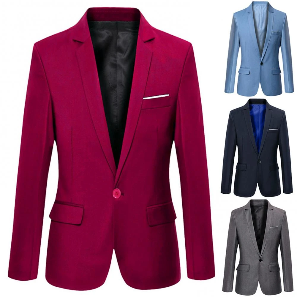 Spring Mens Clothing Slim Single Breasted Blazer Blazer Men Fashion Solid Color Blazers