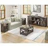 4-Piece Farmhouse Table Set,Coffee Table& Two End Tables,Side Table with Charging Station and USB Ports 4