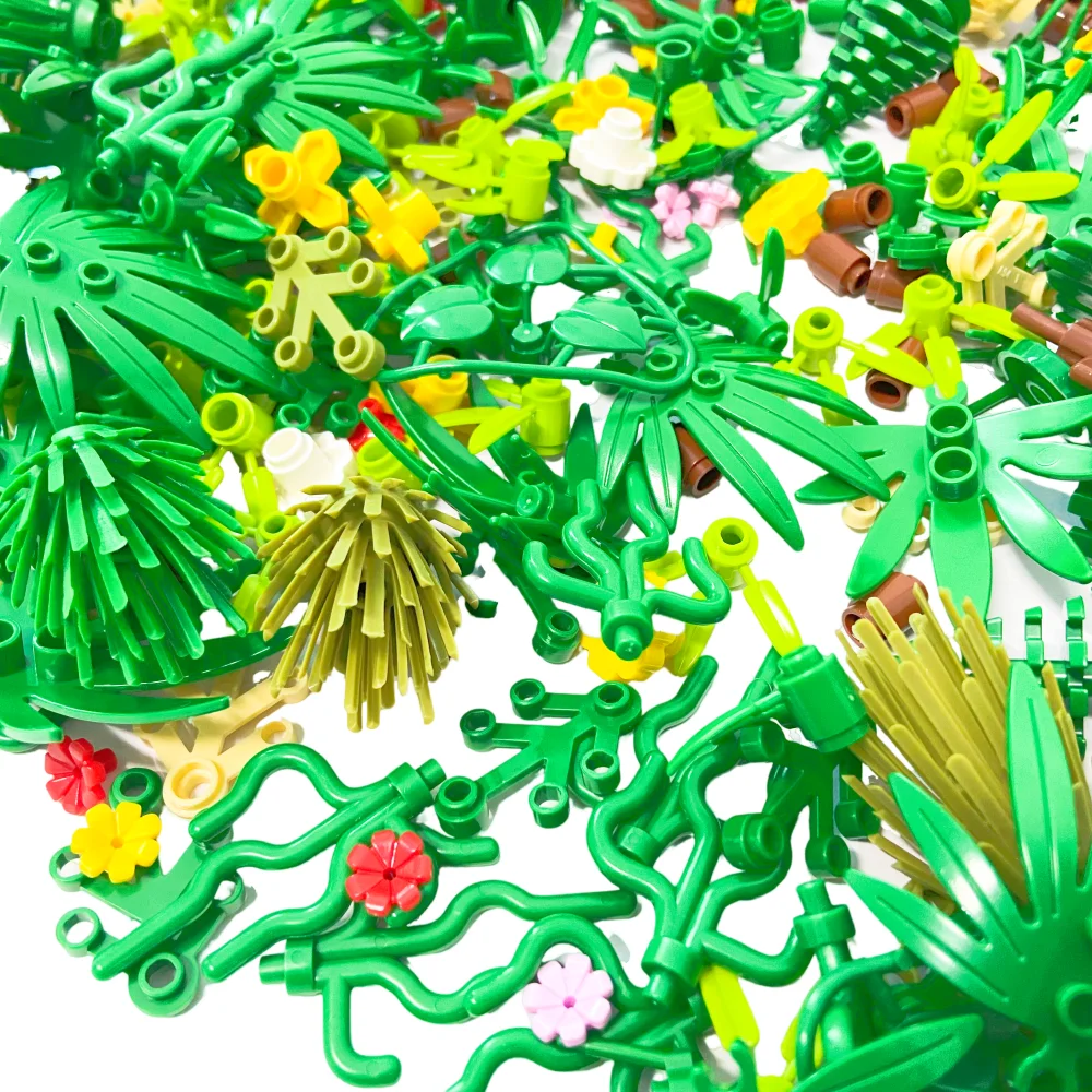 100g Plants Building Blocks DIY Toys Leaves Grasses Pine Trees Bamboo Flowers Multi-scene Construction Practical Accessories