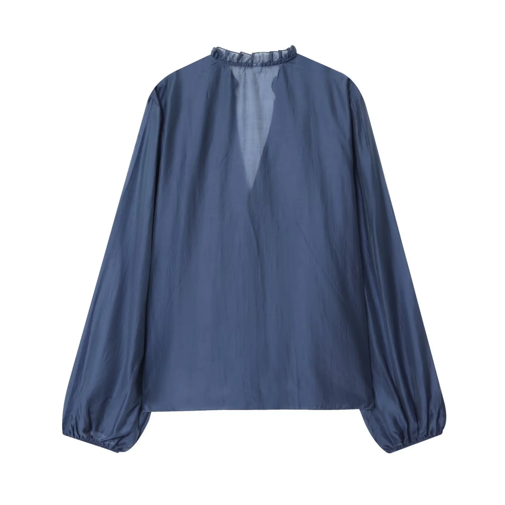 Women's French Layered Shirt Top Female Spring Autumn Long Sleeve V-Neck Single-Breasted Sexy Shirt Casual Fashion Lady Blouse