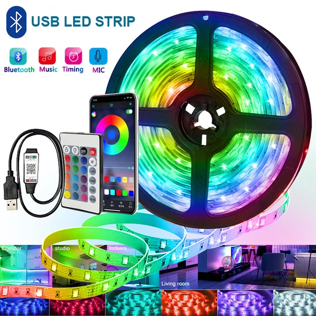 Bande lumineuse LED Bluetooth USB pour salle de jeux, rétroéclairage TV, ruban  LED, RVB 2835, 5050 Luces, cuisine, enfants, 5m, 10m, 15m - AliExpress