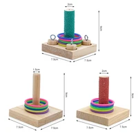Bird Training Toys Set Wooden Block Puzzle Toys For Parrots Colorful Plastic Rings Intelligence Training Chew Toy Bird Supplies 2