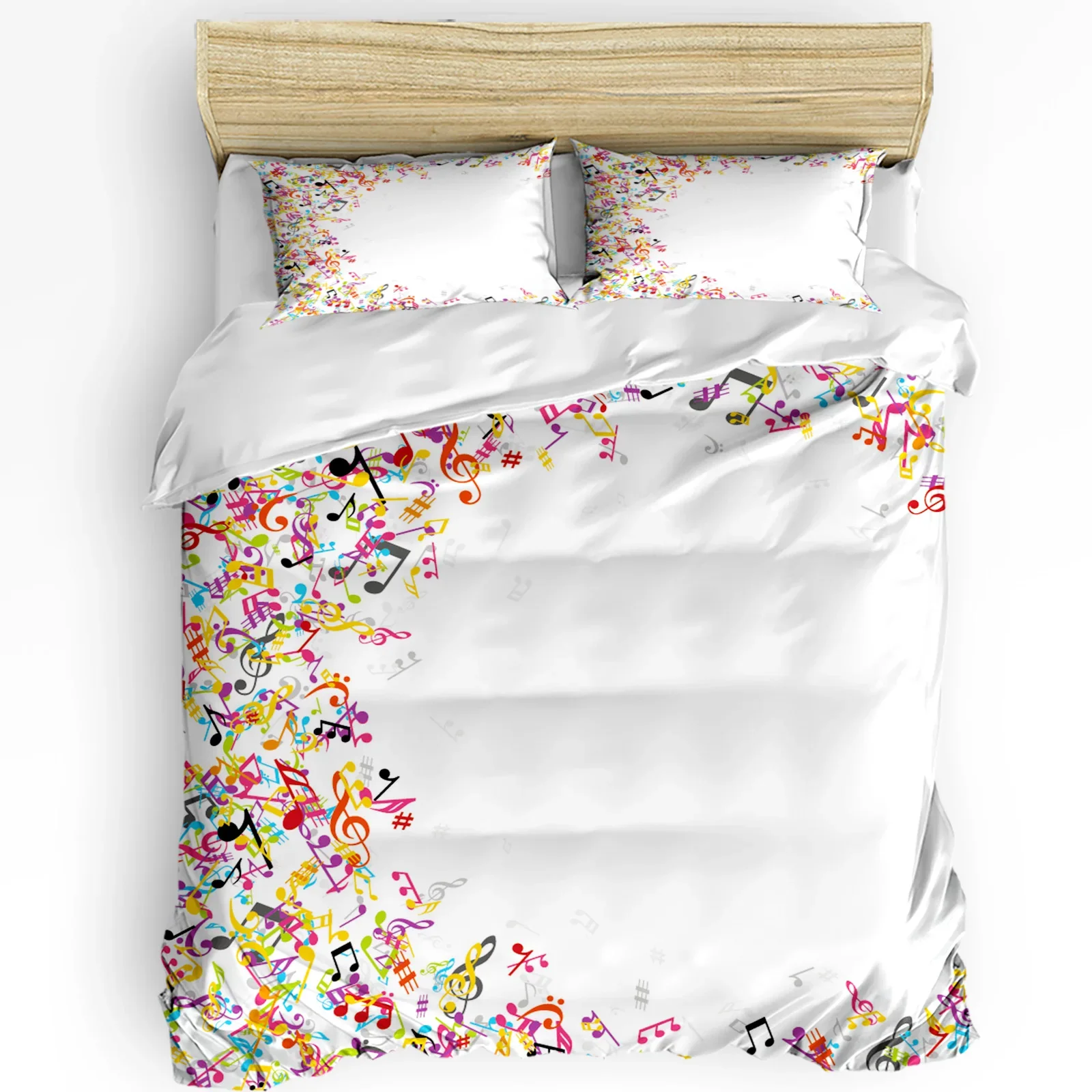 

Colorful Musical Notes Music Symbol 3pcs Bedding Set For Bedroom Double Bed Home Textile Duvet Cover Quilt Cover Pillowcase
