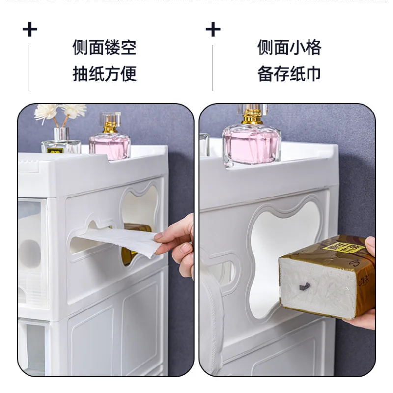 2/3/4/5-Tiers Small Bathroom Standing Storage Cabinet Narrow Slim Gap  Organizer with Casters Bathroom Floor Cabinet Large Capacity Slim Toilet  Paper