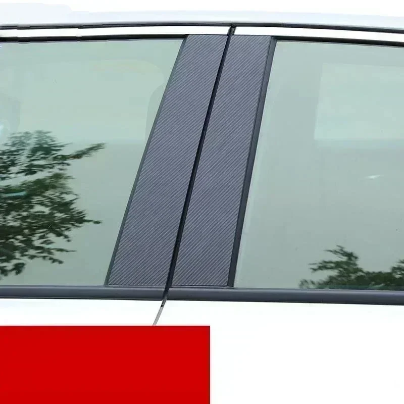자동차 탄소 섬유 블랙 필러 포스트 트림, Daihatsu Tanto LA650 스바루 쉬폰 2020 2021-2023, 자동차 문짝 창 스티커, 6 개