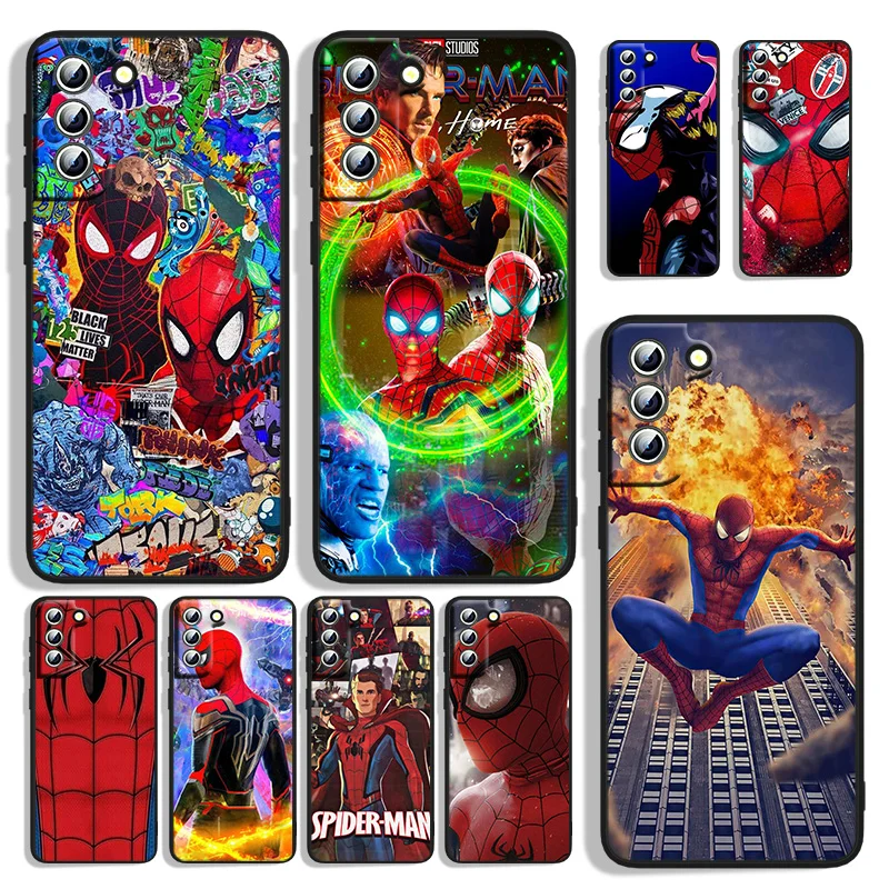 

Marvel Spider-Man Avenger Peter Phone Case For Samsung Galaxy S22 S21 S20 FE Ultra S10e S10 S9 S8 S7 Lite Plus Edge Black Cover