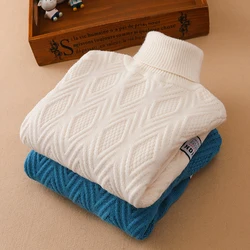 Kids Knit Sweaters Turtleneck Autumn Winter thick Children Clothing 2023 New Fashion Boys Girls Pullover Sweaters