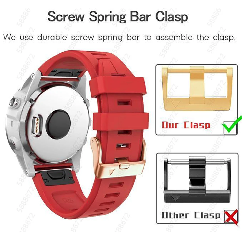 20mm Silicone Rose Gold Buckle Smartwatch Band For Garmin Fenix 7S 6S Pro 5S Plus Strap Quick Release Easyfit Bracelet Wristband