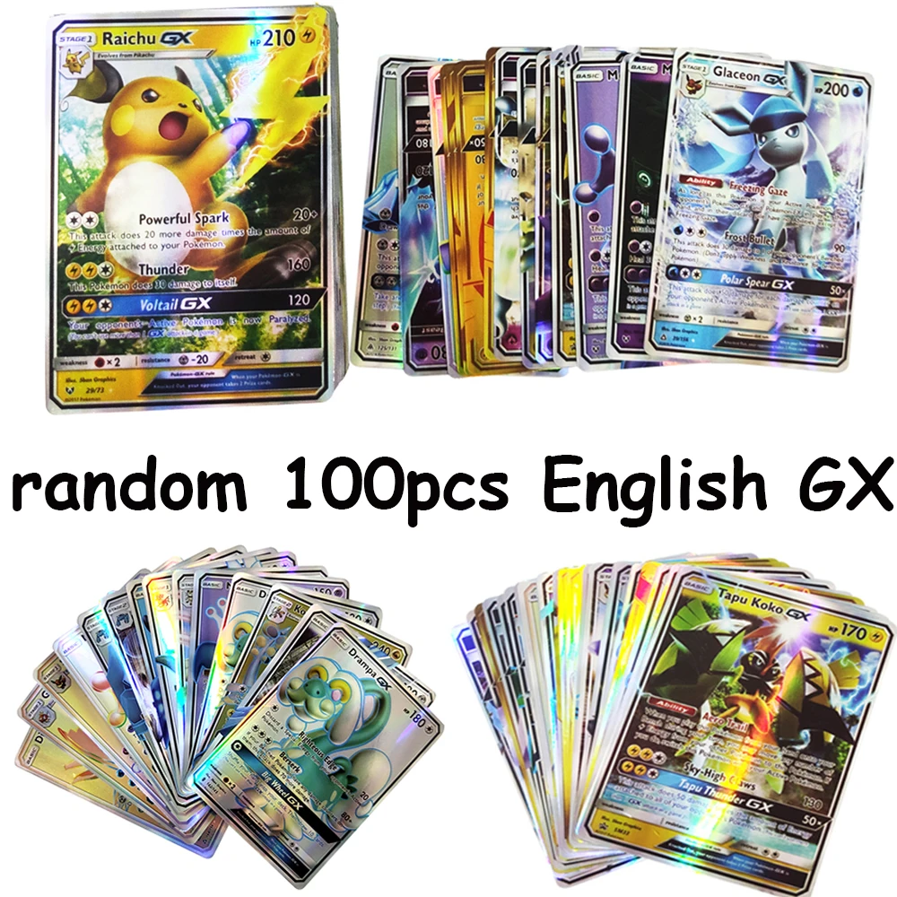 New Pokemon Cards in Portuguese TAG TEAM GX V VMAX Trainer Energy  Holographic Playing Cards Game Português Children Toy