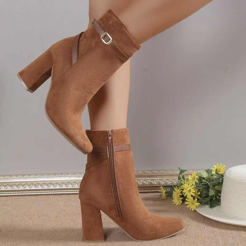 

Ботинки женские с квадратным носком, на молнии сбоку