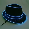 LED Gangster Fedora Hat Casual Bachelor Travel NightClub Holiday Light Up Supplies LED Gentlemen Gangster Hat Rave Accessories 2