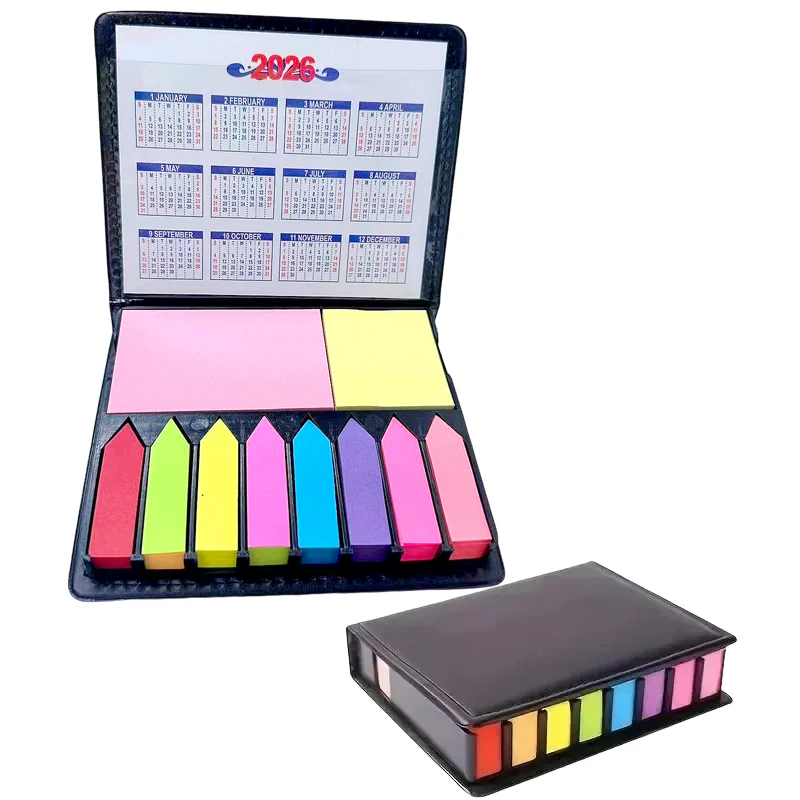 2026 New 1 Set of Colorful Convenience Stickers Organization Multi-Color Stickers Set Leather Packaging Box Calendar