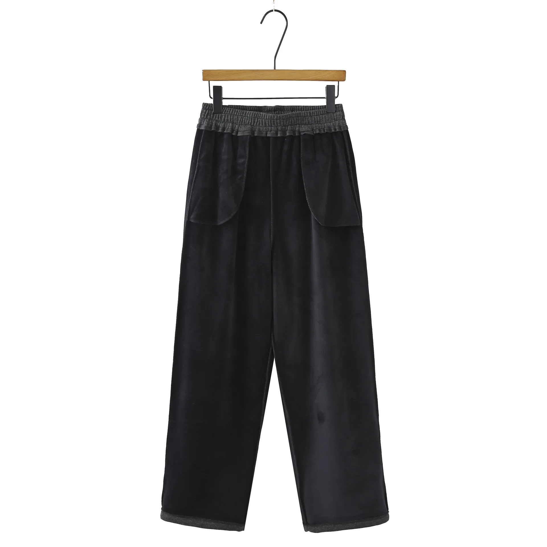 XXXXL Fashion Plus Size Women's Straight Pants New Winter Style Simple Fleece And Thickened Casual Wide Leg Trousers 8071