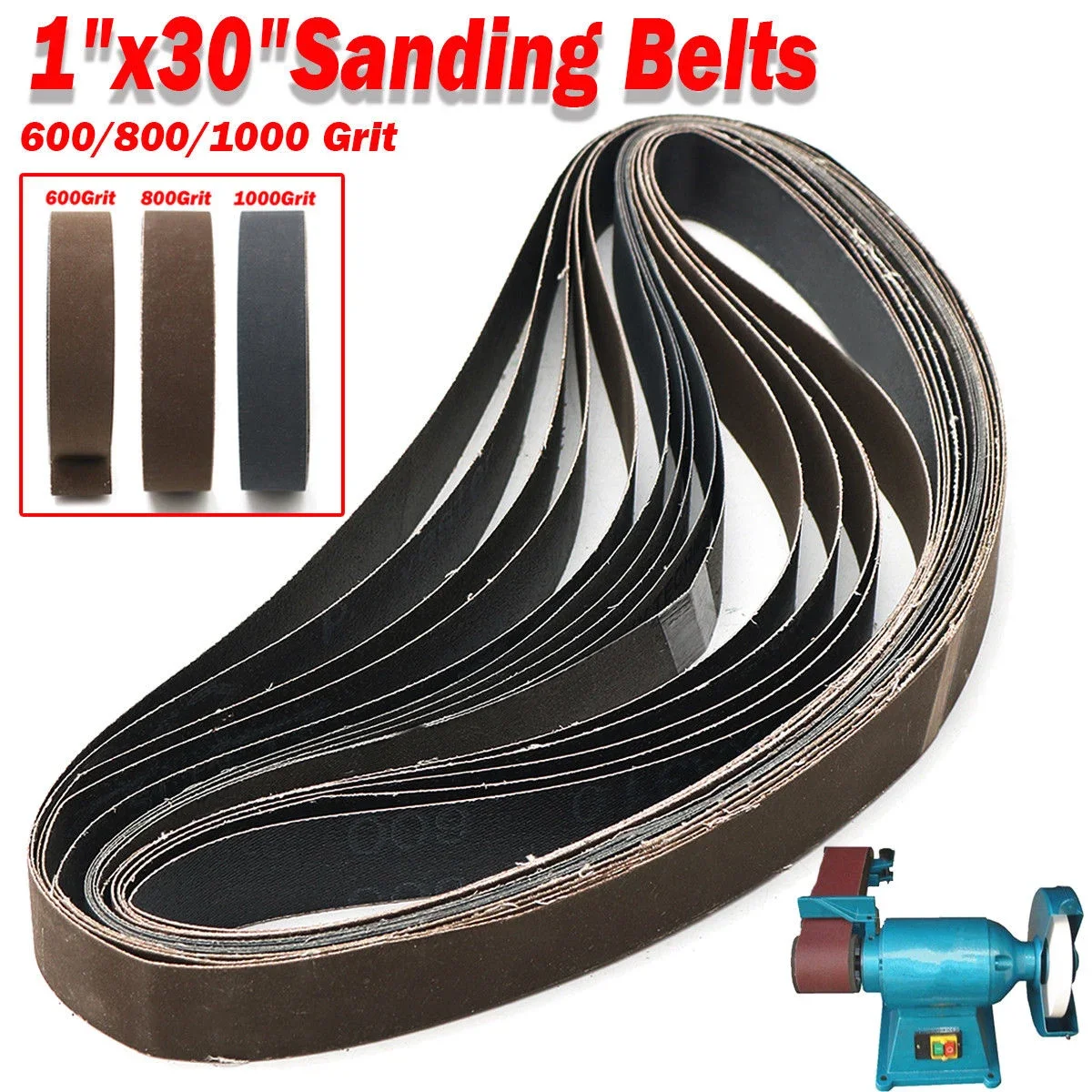 

30" Sanding Belt 15PCS 1"*30" Aluminum Oxide Polishing High Grit Sander Belts 600 800 1000 Width 25 Mm/1" Length 762 Mm/30