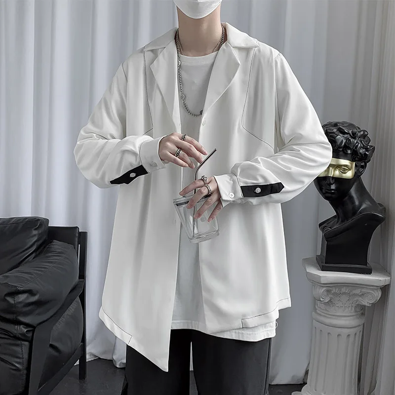 

Рубашка E140 мужская с длинным рукавом, повседневная приталенная деловая, с квадратным вырезом, в британском стиле, лето 2023