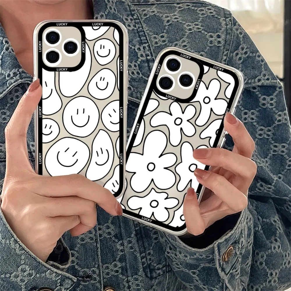 Custodia Per Telefono Art Flower Smile Per Samsung S 23 22 21 20 Ultra Plus Lite Custodia Trasparente