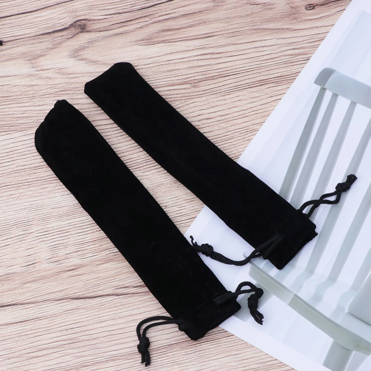 

50Pcs Drawstring Pen Bag Stationery Holder Case for Pen Brush ( Black ) 3x16CM