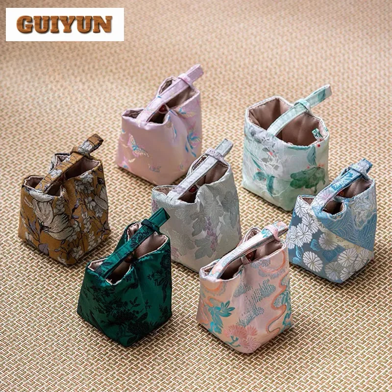 Chinese Yarn Woven Brocade Tea Cozies Zen Tea Cozy For Teapot Portable Small Bag Travel Set Bag For Supplies Craft Gifts
