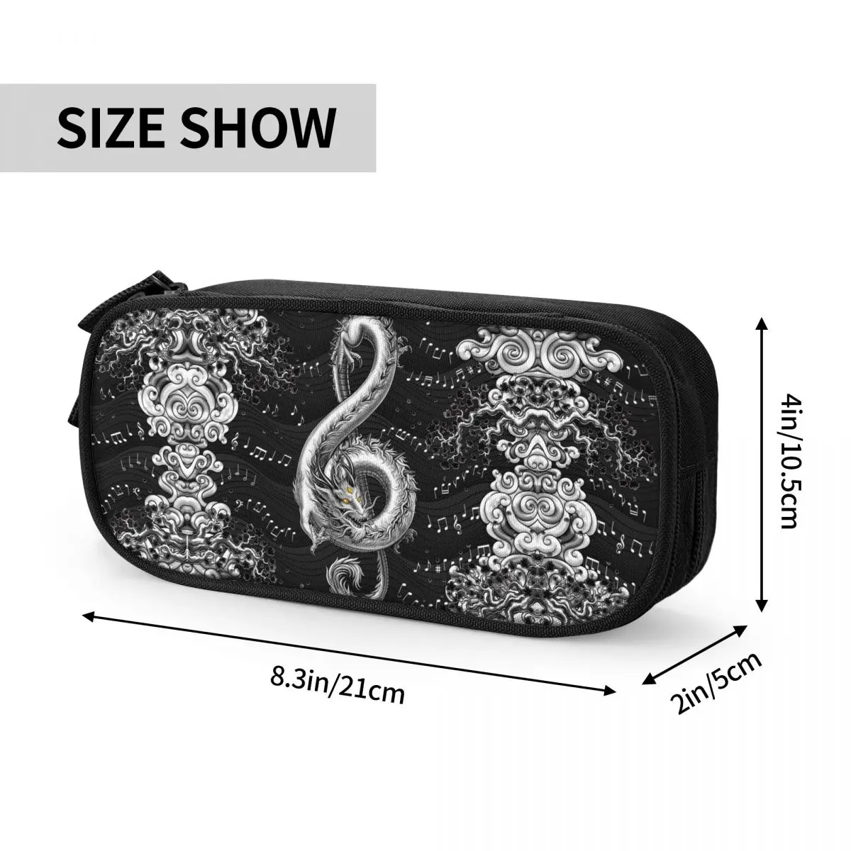 사용자 정의 Treble Clef 음악 드래곤 귀여운 연필 케이스 소년 Gilrs 대용량 연필 주머니 학생 문구