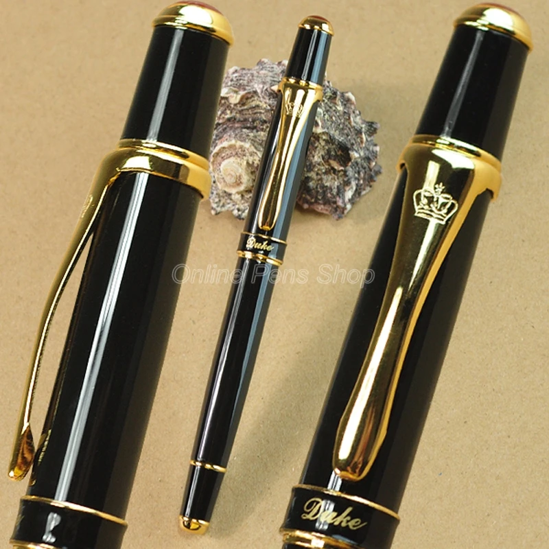 Duke High Grade Black & Golden Fountain Pen EF Nib 0.38 For Writing Pen GFP005