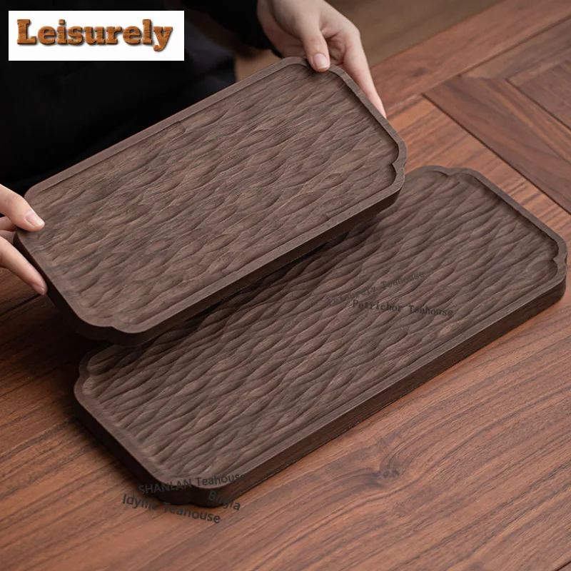 Walnut Wood Tea Tray Dessert Candy Tray Coffee Storage Board Teapot Insulation Pad Dishes for Serving Teaset Accessories Craft