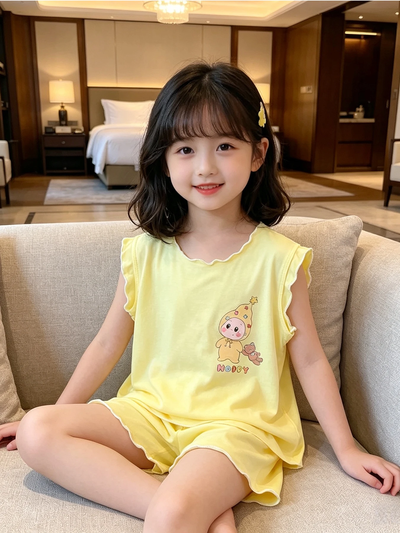 아동 수면복 세트 여아 홈웨어 반팔 라운드넥 부드러운 모달 원단 속건 시원한 느낌 진드기 방지