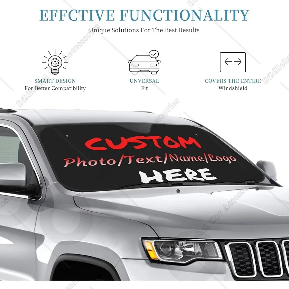 Custom Car Windshield Sun Shade Personalized Design Your Own Photo Logo Name Car Sun Visor Protector Aluminum Foil 55 X 30 In windshield sunshade,car sunshade,windshield sun shade