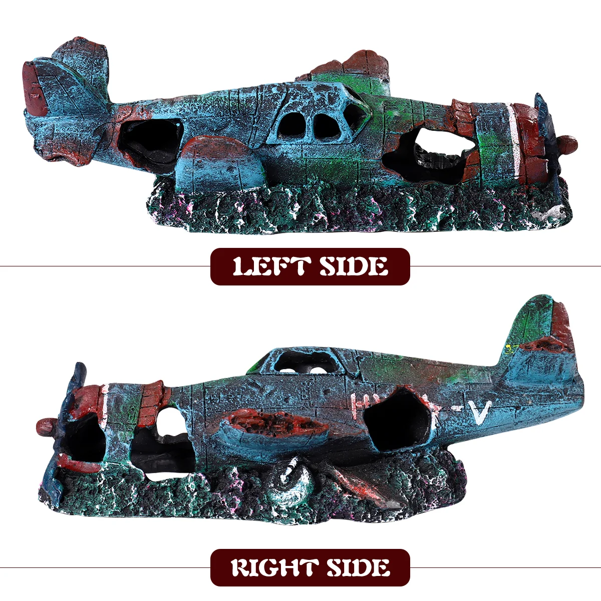 Resin Craft Fish Tank Plane Artificial Plane Wreckage Decor Aquarium Landscape Ornament Size S aquarium plane