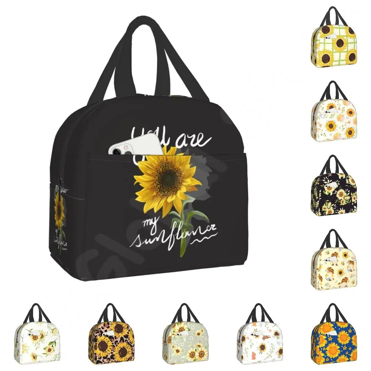 

Sunflower Lunch Bag You Are My Sunshine Insulated Lunch Box Cooler Thermal Waterproof Reusable Tote Bag for Women Work Picnic